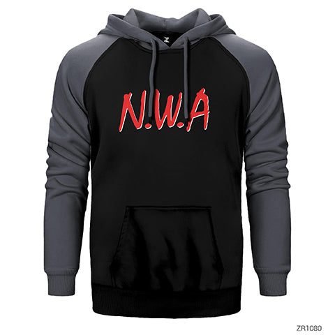 N.W.A. Logo Çift Renk Reglan Kol Sweatshirt / Hoodie