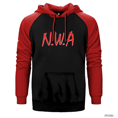 N.W.A. Logo Çift Renk Reglan Kol Sweatshirt / Hoodie