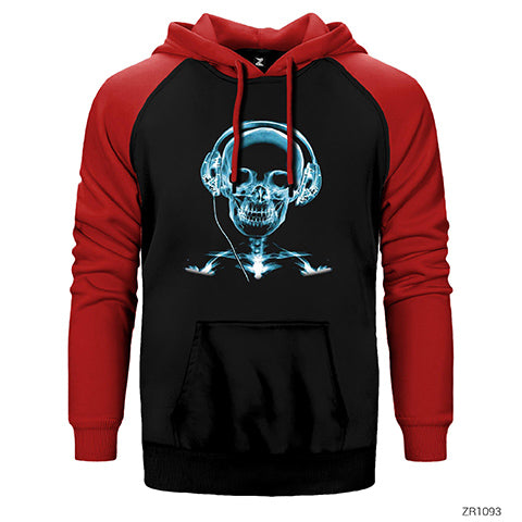 Skull Xray Çift Renk Reglan Kol Sweatshirt / Hoodie