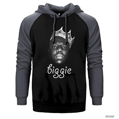 The Notorious Biggie with Text Çift Renk Reglan Kol Sweatshirt / Hoodie