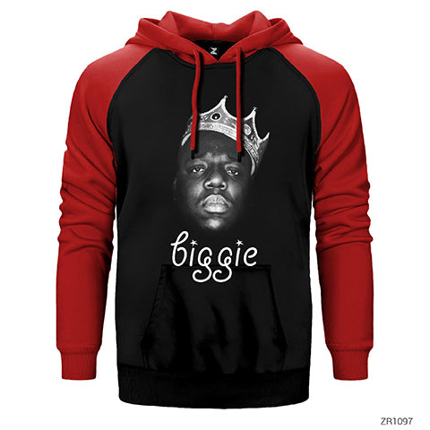 The Notorious Biggie with Text Çift Renk Reglan Kol Sweatshirt / Hoodie