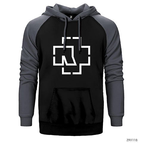 Rammstein Logo Çift Renk Reglan Kol Sweatshirt / Hoodie