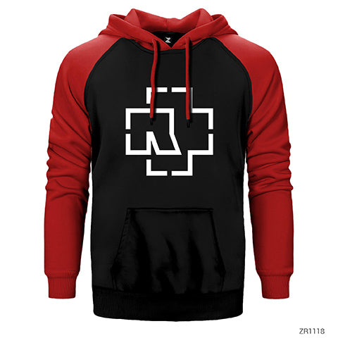 Rammstein Logo Çift Renk Reglan Kol Sweatshirt / Hoodie
