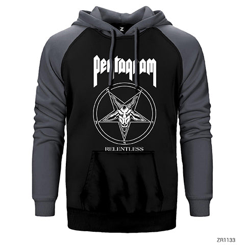 Pentagram Relentless Çift Renk Reglan Kol Sweatshirt / Hoodie