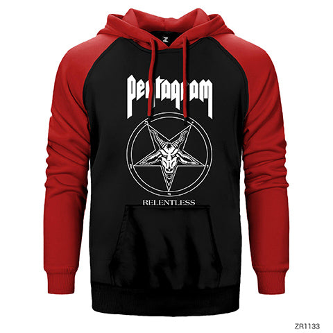 Pentagram Relentless Çift Renk Reglan Kol Sweatshirt / Hoodie