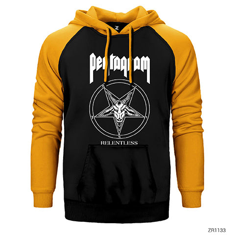 Pentagram Relentless Çift Renk Reglan Kol Sweatshirt / Hoodie