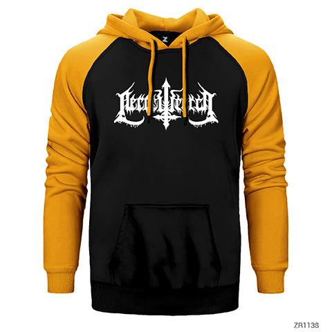 Necrowretch Logo Çift Renk Reglan Kol Sweatshirt / Hoodie