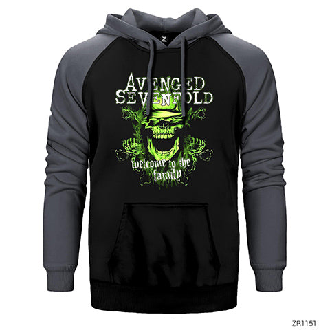 Avenged Sevenfold Green Skull Çift Renk Reglan Kol Sweatshirt / Hoodie