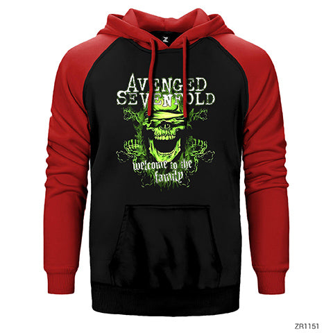 Avenged Sevenfold Green Skull Çift Renk Reglan Kol Sweatshirt / Hoodie