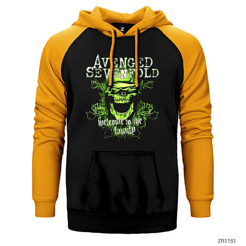 Avenged Sevenfold Green Skull Çift Renk Reglan Kol Sweatshirt / Hoodie