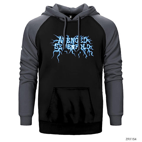 Avenged Sevenfold Lighting Logo Çift Renk Reglan Kol Sweatshirt / Hoodie