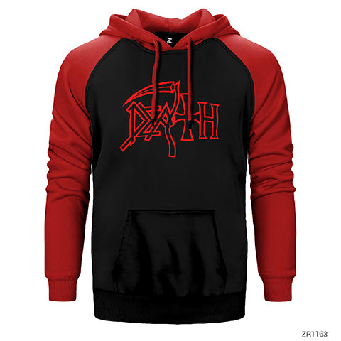 Death Red Logo Çift Renk Reglan Kol Sweatshirt / Hoodie