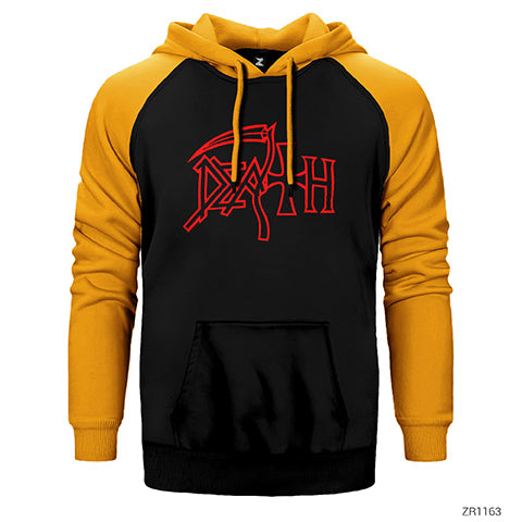 Death Red Logo Çift Renk Reglan Kol Sweatshirt / Hoodie