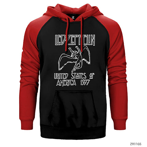 Led Zeppelin 1977 Çift Renk Reglan Kol Sweatshirt / Hoodie