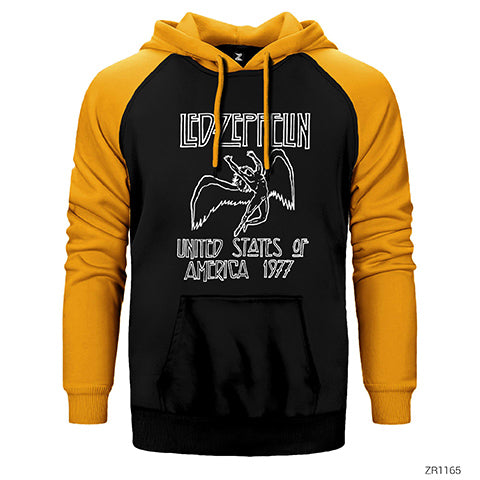 Led Zeppelin 1977 Çift Renk Reglan Kol Sweatshirt / Hoodie