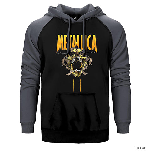 Metallica Skull Çift Renk Reglan Kol Sweatshirt / Hoodie