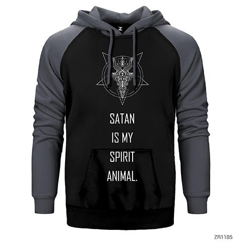 Satan is My Spirit Animal Çift Renk Reglan Kol Sweatshirt / Hoodie