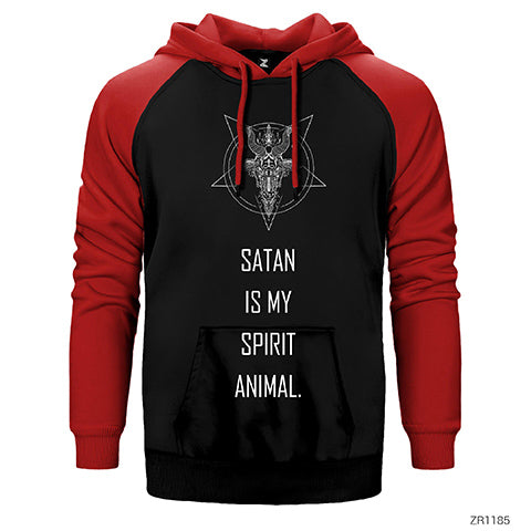 Satan is My Spirit Animal Çift Renk Reglan Kol Sweatshirt / Hoodie