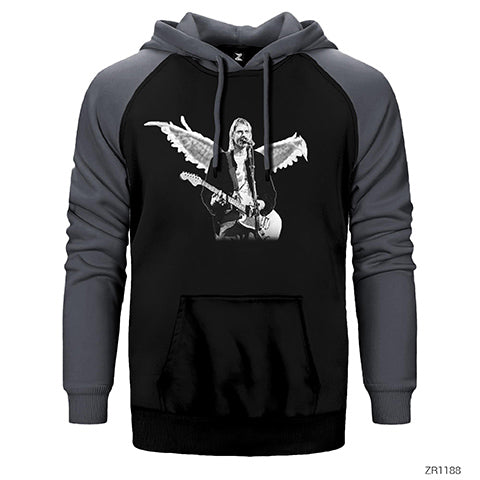 Kurt Cobain Çift Renk Reglan Kol Sweatshirt / Hoodie
