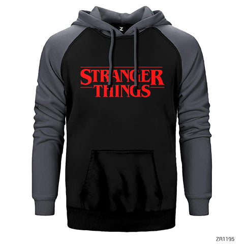Stranger Things Logo Çift Renk Reglan Kol Sweatshirt / Hoodie