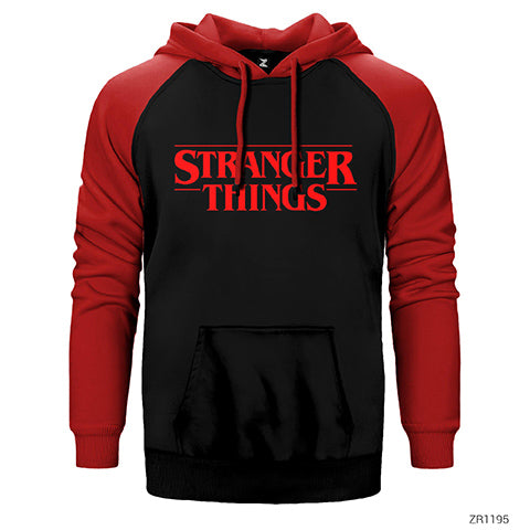 Stranger Things Logo Çift Renk Reglan Kol Sweatshirt / Hoodie