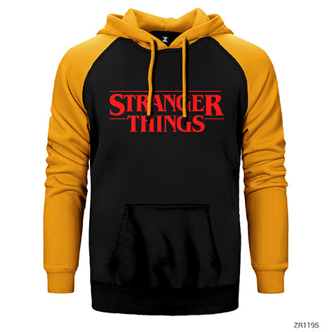 Stranger Things Logo Çift Renk Reglan Kol Sweatshirt / Hoodie