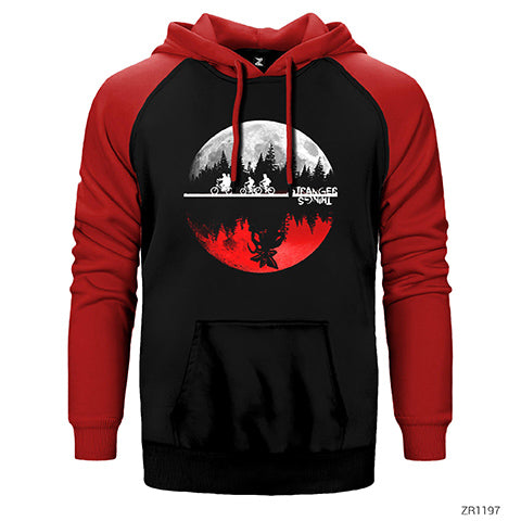 Stranger Things Moon Çift Renk Reglan Kol Sweatshirt / Hoodie