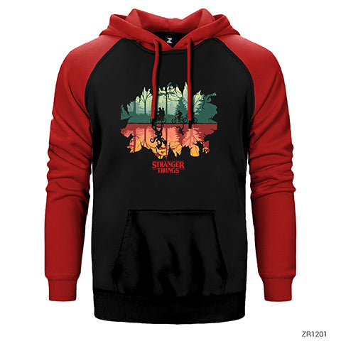 Stranger Things on Forest Çift Renk Reglan Kol Sweatshirt / Hoodie