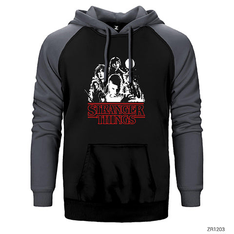 Stranger Things Casts Çift Renk Reglan Kol Sweatshirt / Hoodie