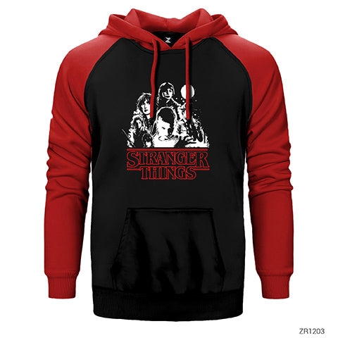Stranger Things Casts Çift Renk Reglan Kol Sweatshirt / Hoodie