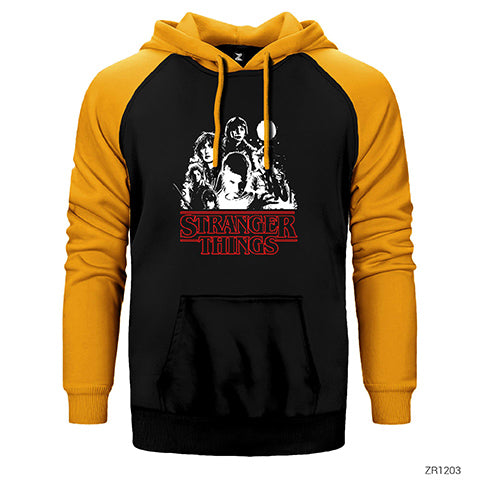 Stranger Things Casts Çift Renk Reglan Kol Sweatshirt / Hoodie