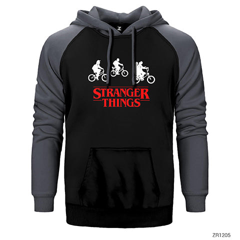 Stranger Things Bicycle Çift Renk Reglan Kol Sweatshirt / Hoodie
