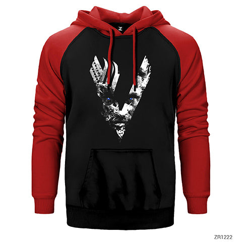 Vikings Logo Ragnar Çift Renk Reglan Kol Sweatshirt / Hoodie