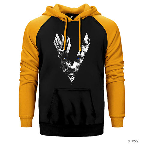 Vikings Logo Ragnar Çift Renk Reglan Kol Sweatshirt / Hoodie