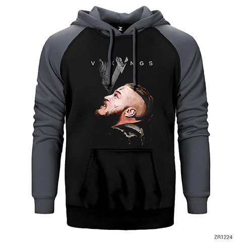 Vikings Ragnar Çift Renk Reglan Kol Sweatshirt / Hoodie