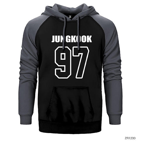 BTS Jungkook 97 Çift Renk Reglan Kol Sweatshirt / Hoodie