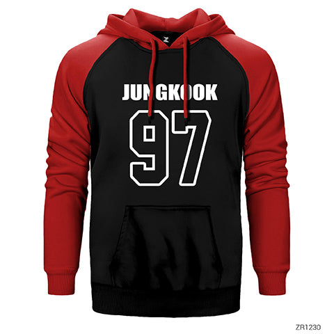 BTS Jungkook 97 Çift Renk Reglan Kol Sweatshirt / Hoodie