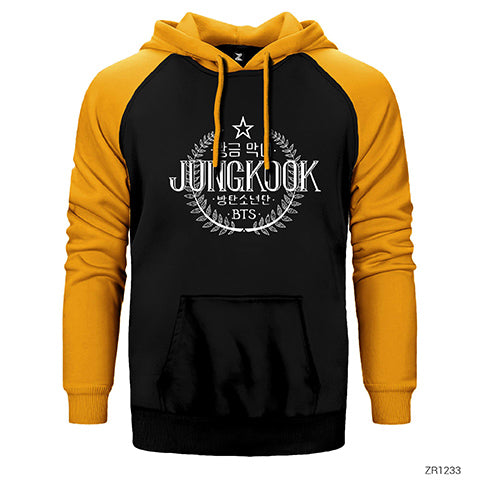 BTS Jungkook Logo Çift Renk Reglan Kol Sweatshirt / Hoodie