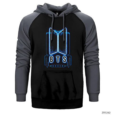 BTS Music Logo Çift Renk Reglan Kol Sweatshirt / Hoodie