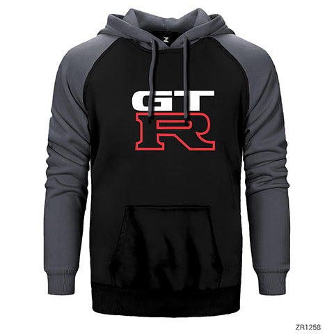 Nissan GTR Logo Çift Renk Reglan Kol Sweatshirt / Hoodie