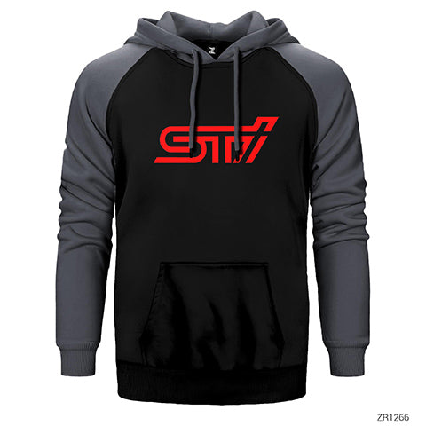 Subaru STI Logo Çift Renk Reglan Kol Sweatshirt / Hoodie