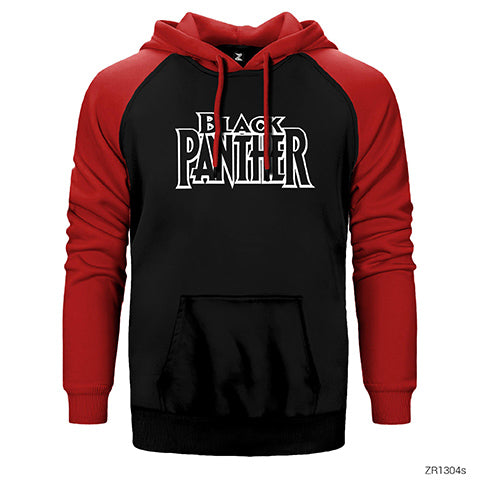 Black Panther Logo Çift Renk Reglan Kol Sweatshirt / Hoodie
