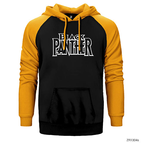 Black Panther Logo Çift Renk Reglan Kol Sweatshirt / Hoodie