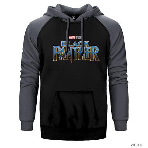 Black Panther Original Logo Çift Renk Reglan Kol Sweatshirt / Hoodie