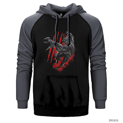 Black Panther Çift Renk Reglan Kol Sweatshirt / Hoodie