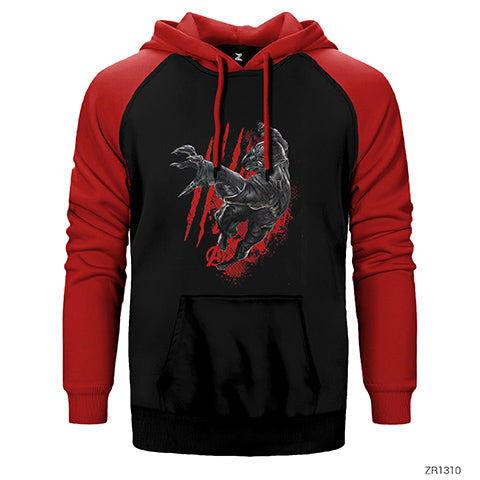 Black Panther Çift Renk Reglan Kol Sweatshirt / Hoodie