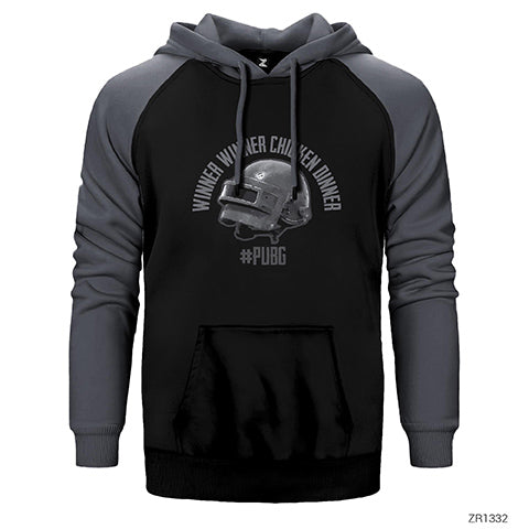 PUBG Winner Winner L3 Helmet Çift Renk Reglan Kol Sweatshirt / Hoodie