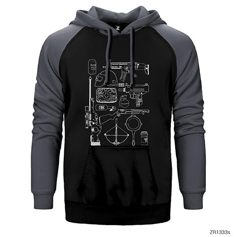 PUBG Items Çift Renk Reglan Kol Sweatshirt / Hoodie