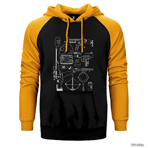 PUBG Items Çift Renk Reglan Kol Sweatshirt / Hoodie