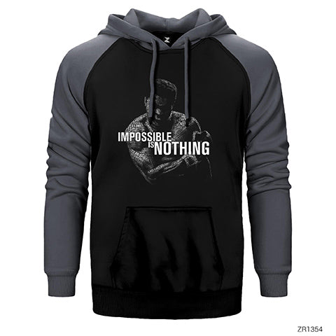 Muhammed Ali Impossible is Nothing Çift Renk Reglan Kol Sweatshirt / Hoodie